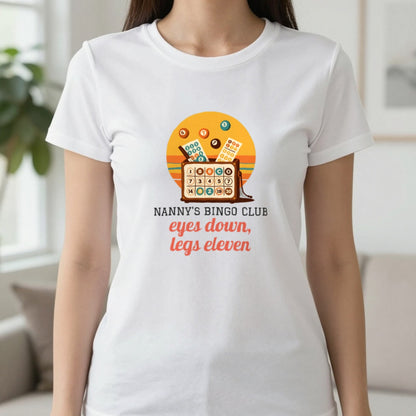 Personalised Bingo Club T-Shirt & Sweatshirt T-Shirt in White, worn, our photo