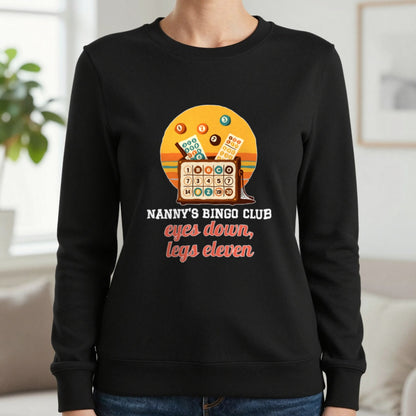 Personalised Bingo Club T-Shirt & Sweatshirt Sweatshirt in Black, worn, our photo
