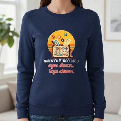 Personalised Bingo Club T-Shirt & Sweatshirt Sweatshirt in Navy, worn, our photo
