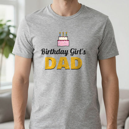 Personalised Birthday Girl's Dad T-Shirt T-Shirt in Sport Grey, worn, our photo