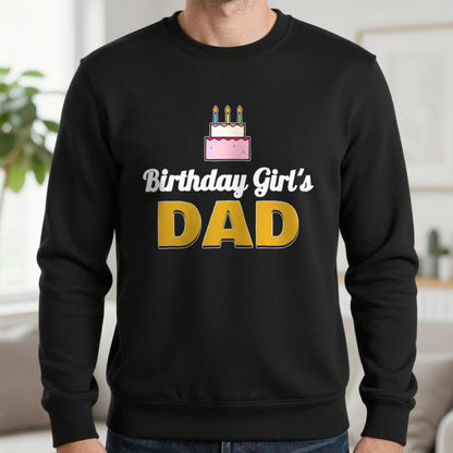 Personalised Birthday Girl's Dad T-Shirt Sweatshirt in Black, worn, our photo