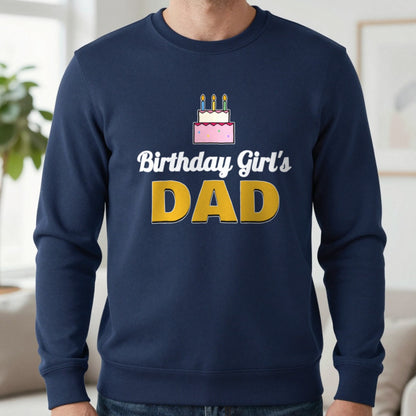 Personalised Birthday Girl's Dad T-Shirt Sweatshirt in Navy, worn, our photo