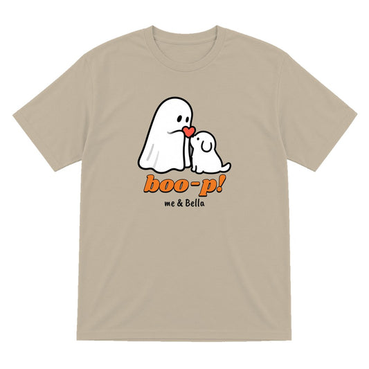 Personalised Boo-p Ghost Dog T-Shirt & Sweatshirt in Sand (T-Shirt)