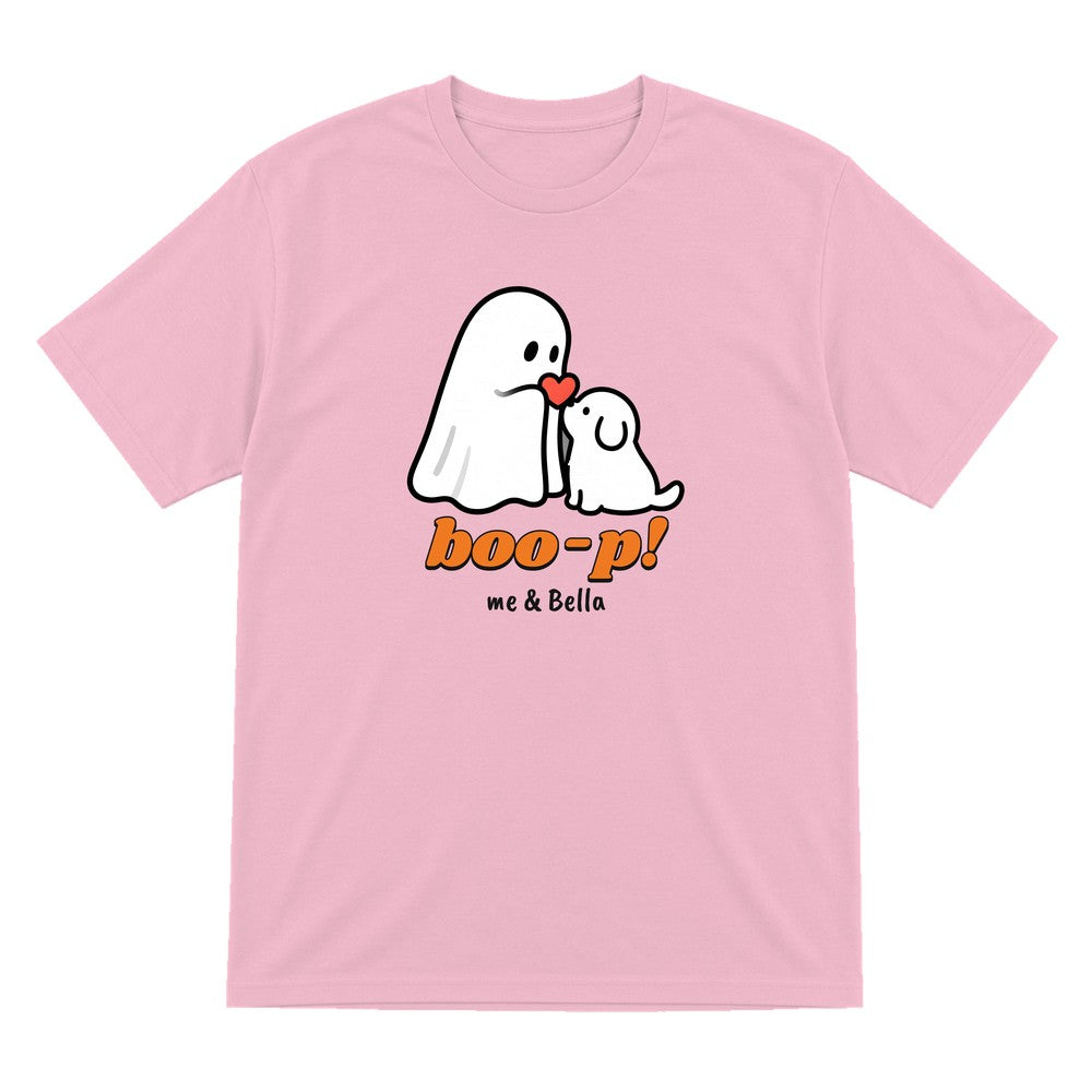 Personalised Boo-p Ghost Dog T-Shirt & Sweatshirt in Light Pink (T-Shirt)