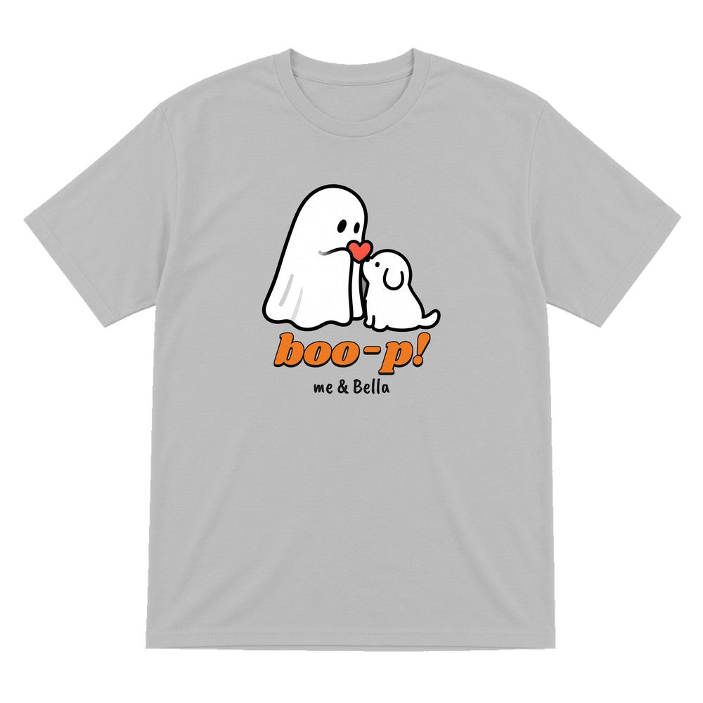 Personalised Boo-p Ghost Dog T-Shirt & Sweatshirt in Sport Grey (T-Shirt)