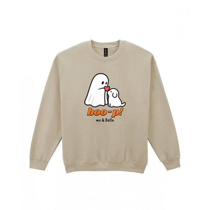 Personalised Boo-p Ghost Dog T-Shirt & Sweatshirt in Sand (Sweatshirt)