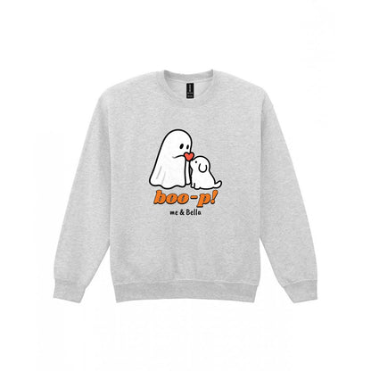 Personalised Boo-p Ghost Dog T-Shirt & Sweatshirt in Sport Grey (Sweatshirt)
