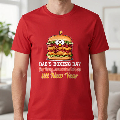 Personalised Boxing Day Leftovers Christmas Jumper & T-Shirt T-Shirt in Red, worn, our photo