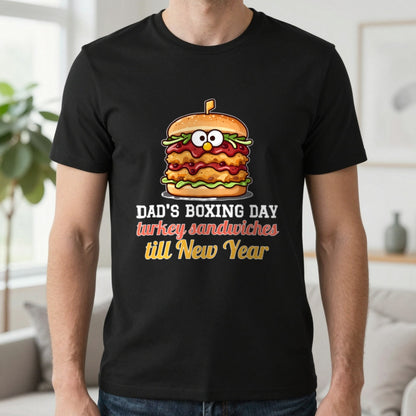 Personalised Boxing Day Leftovers Christmas Jumper & T-Shirt T-Shirt in Black, worn, our photo