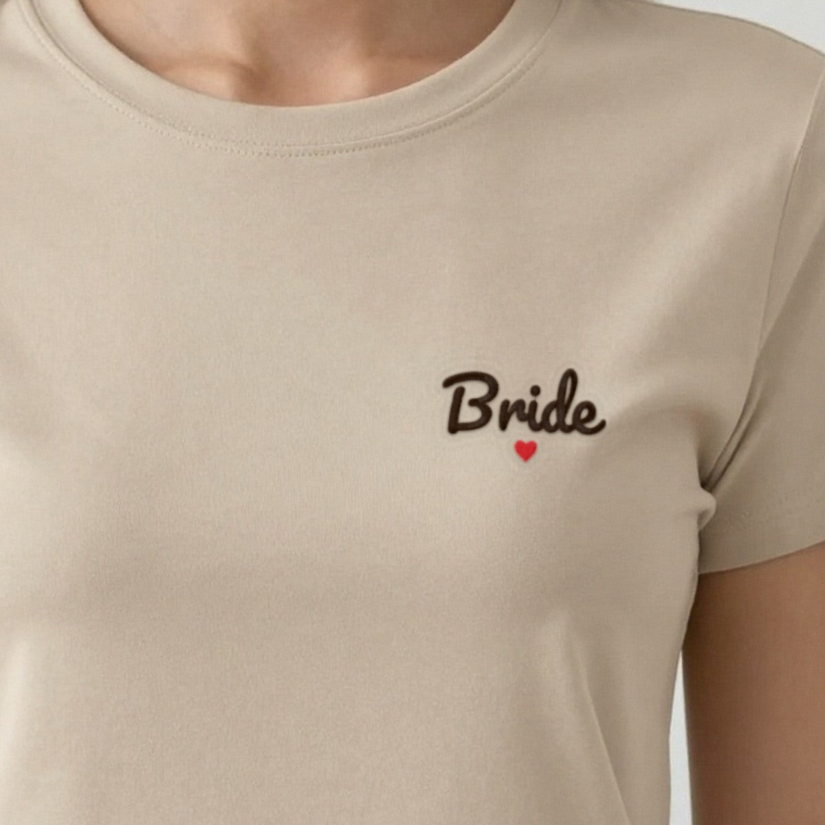 Bride Sweatshirt with a Heart, adult t-shirt in sand, embroidered