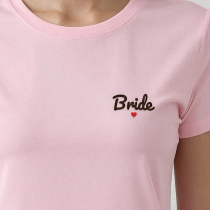 Bride Sweatshirt with a Heart, adult t-shirt in light pink, embroidered