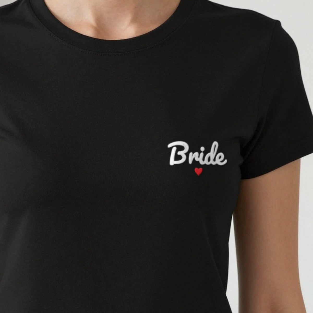 Bride Sweatshirt with a Heart, adult t-shirt in black, embroidered