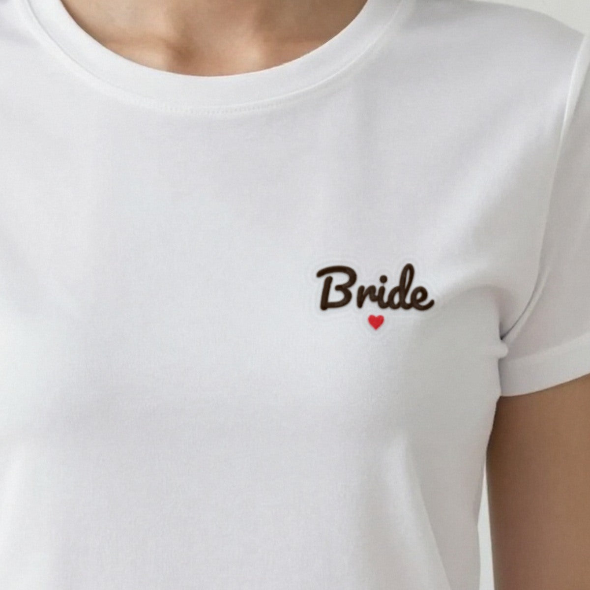 Bride Sweatshirt with a Heart, adult t-shirt in white, embroidered