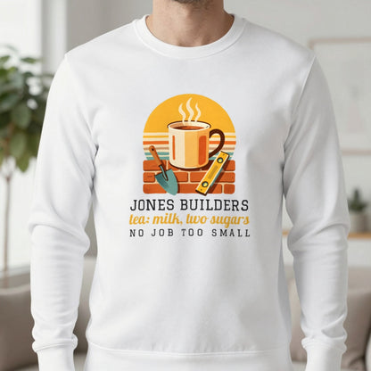 Personalised Builders T-Shirt & Sweatshirt Sweatshirt in White, worn, our photo