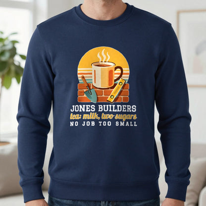 Personalised Builders T-Shirt & Sweatshirt Sweatshirt in Navy, worn, our photo