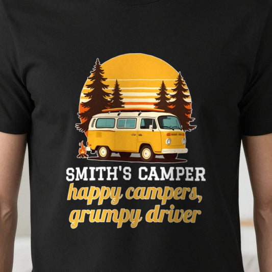 Personalised Camper T-Shirt & Sweatshirt print close-up, our photo