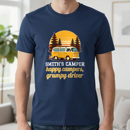 Personalised Camper T-Shirt & Sweatshirt T-Shirt in Navy, worn, our photo