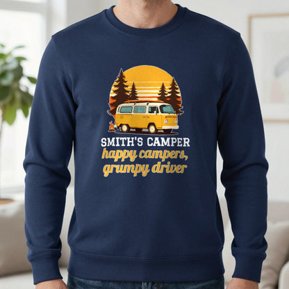 Personalised Camper T-Shirt & Sweatshirt Sweatshirt in Navy, worn, our photo