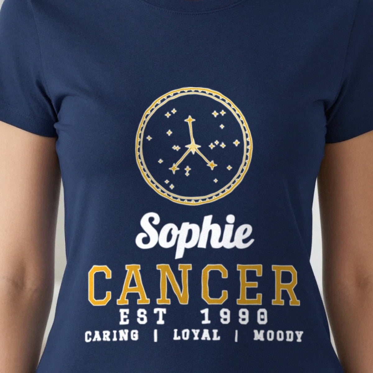 Personalised Cancer T-Shirt & Sweatshirt print close-up, our photo