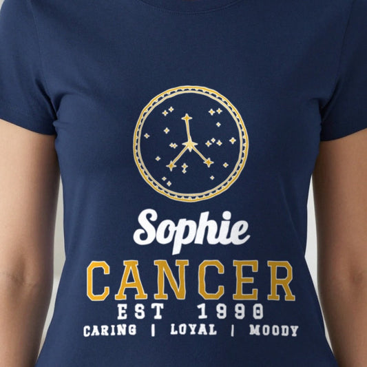 Personalised Cancer T-Shirt & Sweatshirt print close-up, our photo