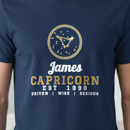 Personalised Capricorn T-Shirt & Sweatshirt print close-up, our photo