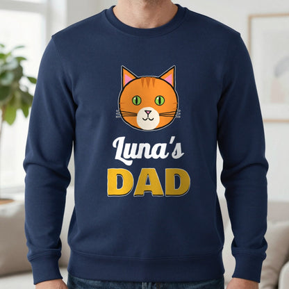 Personalised Cat Dad T-Shirt & Sweatshirt Sweatshirt in Navy, worn, our photo