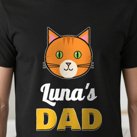 Personalised Cat Dad T-Shirt & Sweatshirt print close-up, our photo
