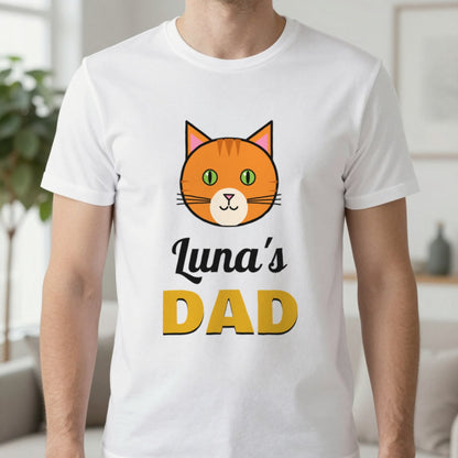 Personalised Cat Dad T-Shirt & Sweatshirt T-Shirt in White, worn, our photo