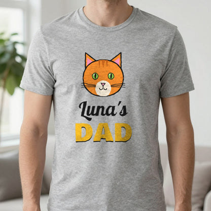 Personalised Cat Dad T-Shirt & Sweatshirt T-Shirt in Sport Grey, worn, our photo