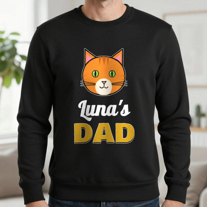 Personalised Cat Dad T-Shirt & Sweatshirt Sweatshirt in Black, worn, our photo