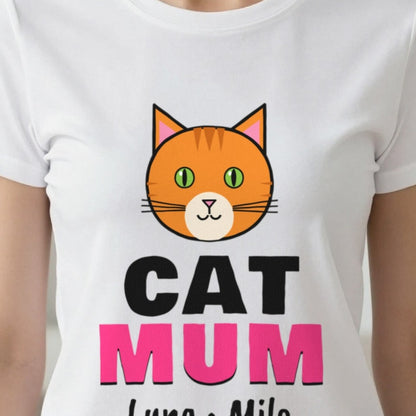 Personalised Cat Mum T-Shirt & Sweatshirt print close-up, our photo