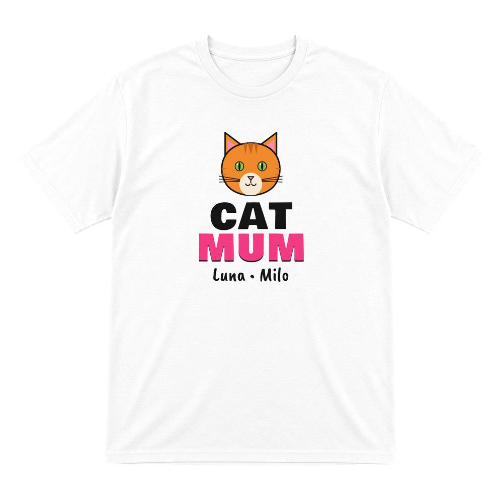 Personalised Cat Mum T-Shirt & Sweatshirt laid flat