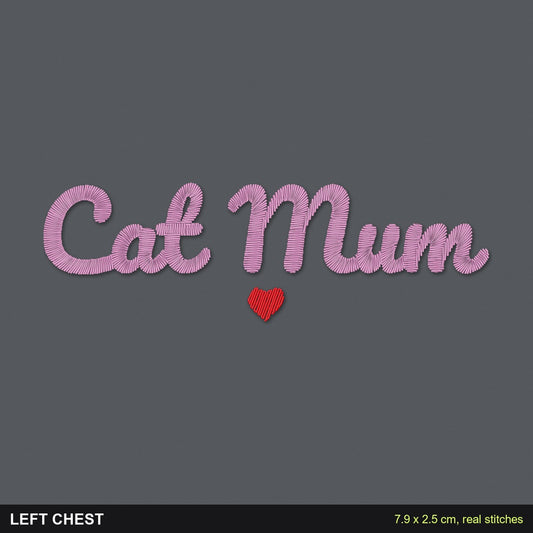 Cat Mum Sweatshirt with a Heart: close-up of the real stitches with sizes
