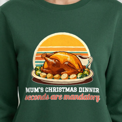 Personalised Christmas Dinner Christmas Jumper & T-Shirt print close-up, our photo