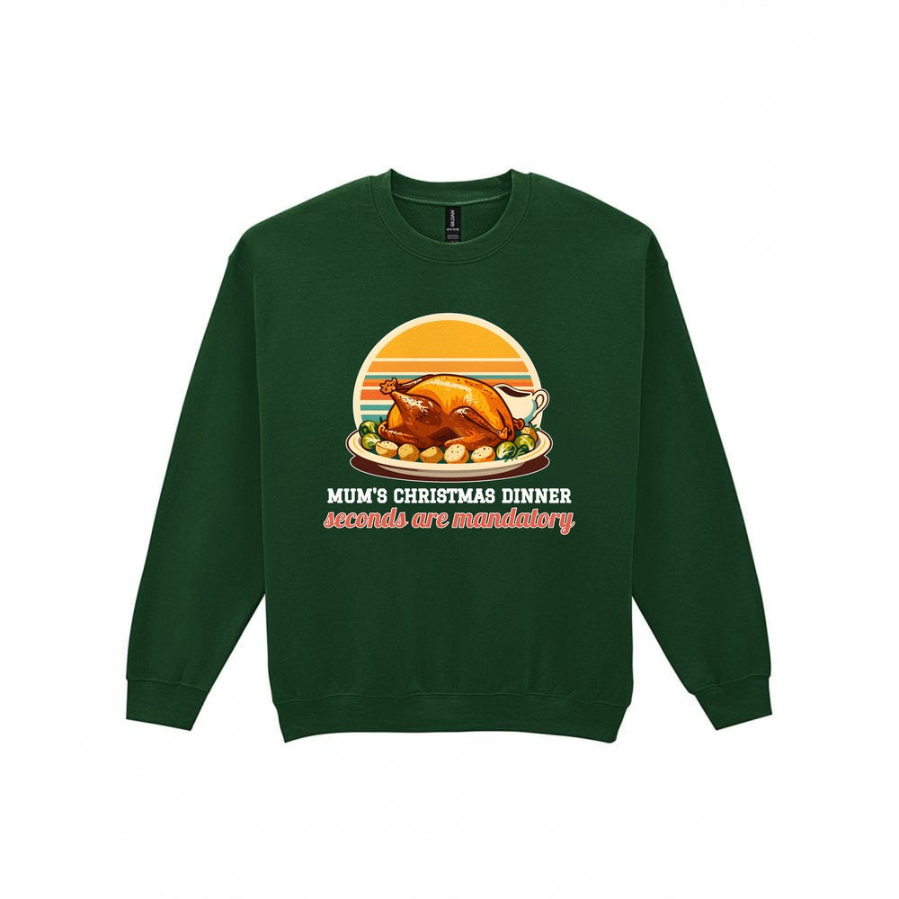 Personalised Christmas Dinner Christmas Jumper & T-Shirt laid flat