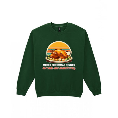 Personalised Christmas Dinner Christmas Jumper & T-Shirt laid flat