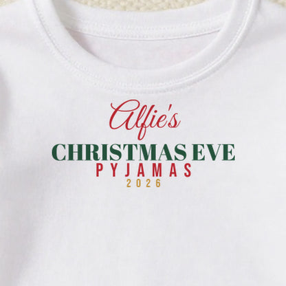 Christmas Eve Pyjamas Name personalised print close-up