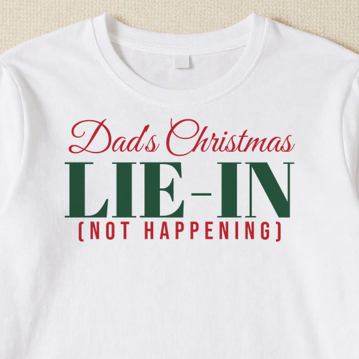 Christmas Lie-In Not Happening personalised print close-up
