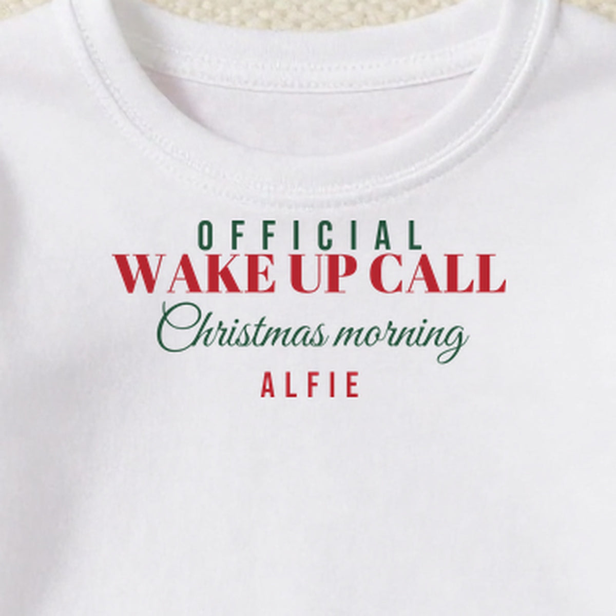 Official Christmas Morning Wake Up Call personalised print close-up