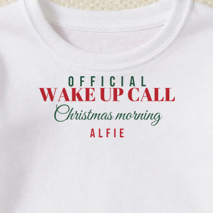 Official Christmas Morning Wake Up Call personalised print close-up