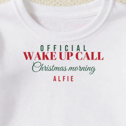 Official Christmas Morning Wake Up Call personalised print close-up