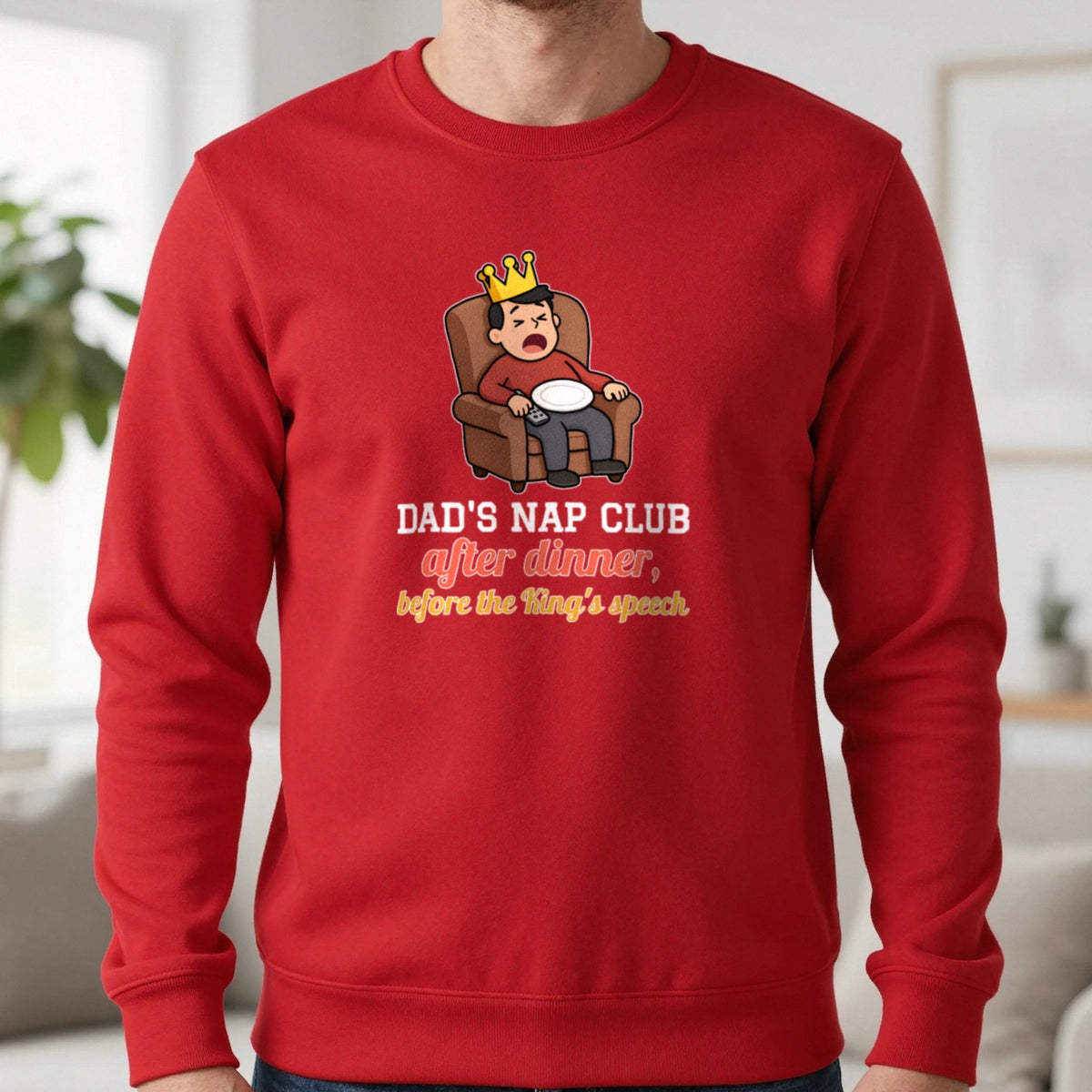 Personalised Christmas Nap Club Christmas Jumper & T-Shirt Sweatshirt in Red, worn, our photo