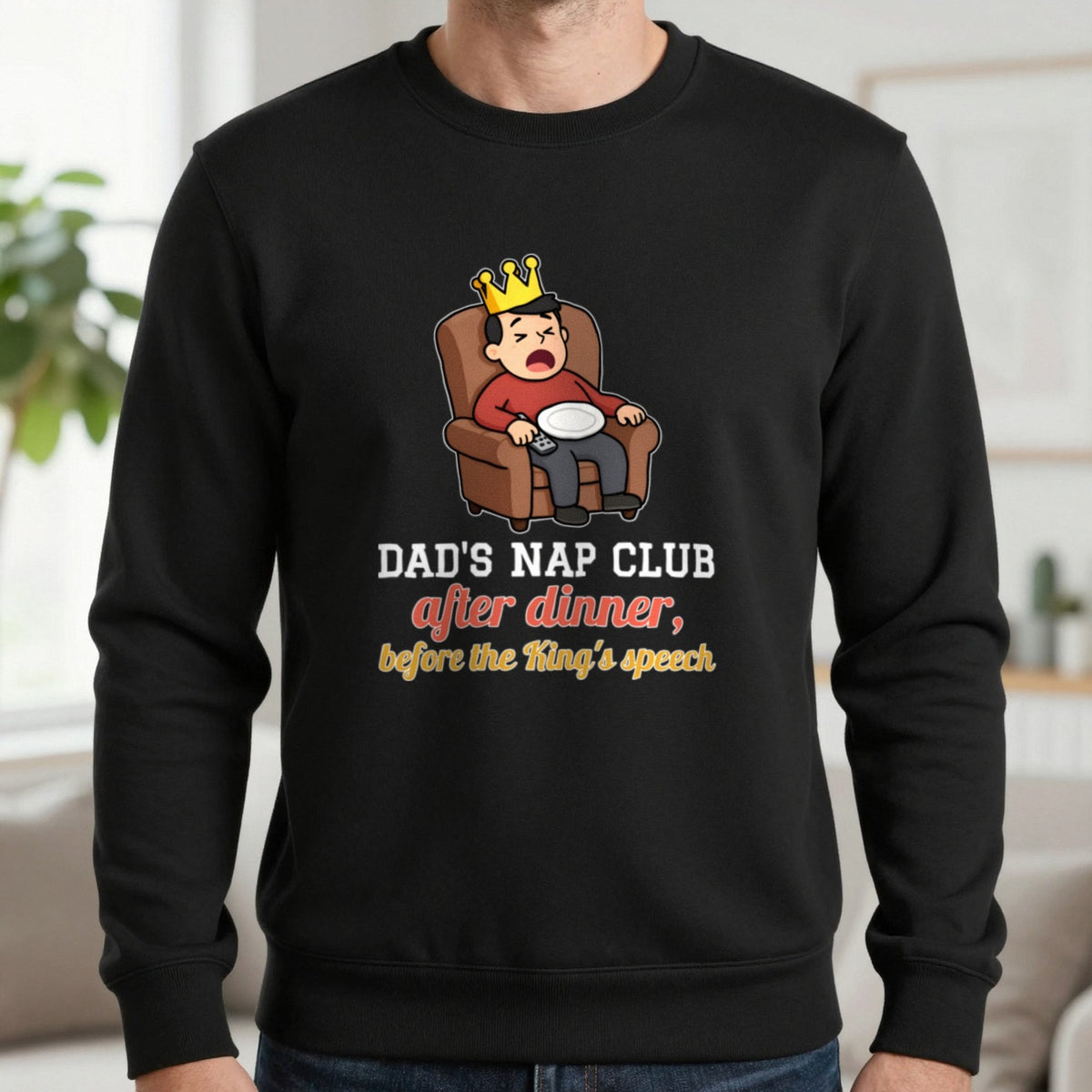 Personalised Christmas Nap Club Christmas Jumper & T-Shirt Sweatshirt in Black, worn, our photo