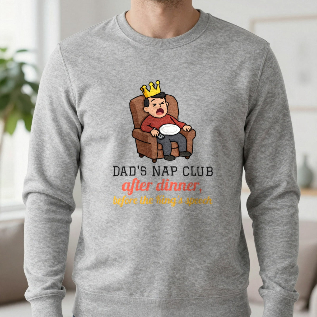 Personalised Christmas Nap Club Christmas Jumper & T-Shirt Sweatshirt in Sport Grey, worn, our photo