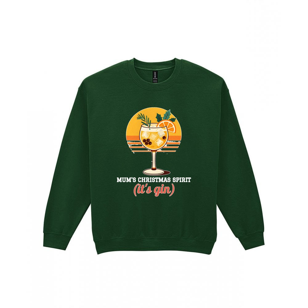 Personalised Christmas Spirit Gin Jumper & T-Shirt laid flat