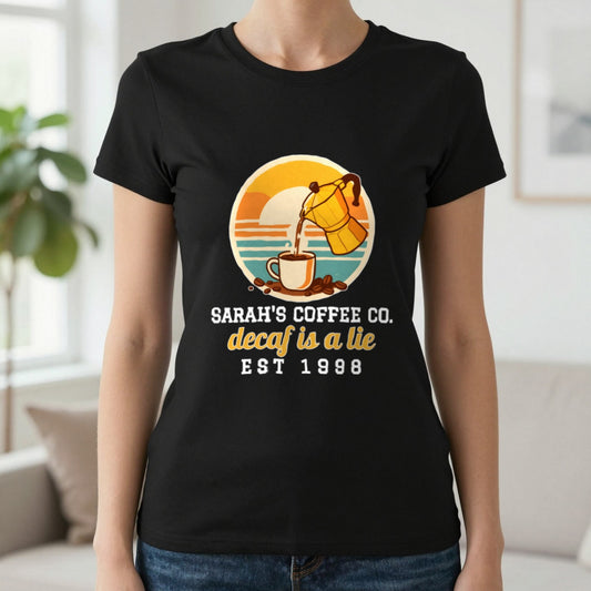 Personalised Coffee Co T-Shirt & Sweatshirt T-Shirt in Black, worn, our photo