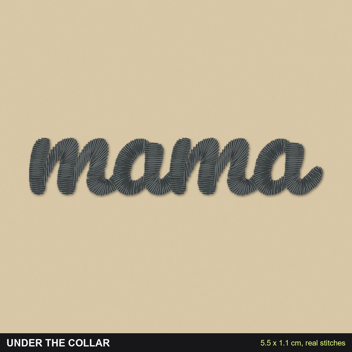 Collar Embroidered Sweatshirt, Mama or Any Name: close-up of the real stitches with sizes