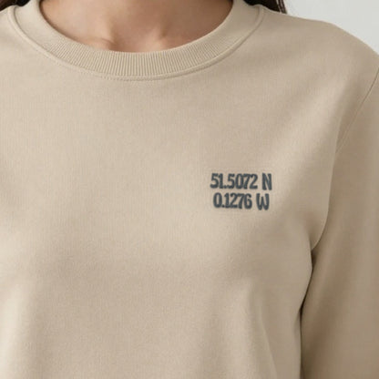 Coordinates Sweatshirt, adult sweatshirt in sand, embroidered