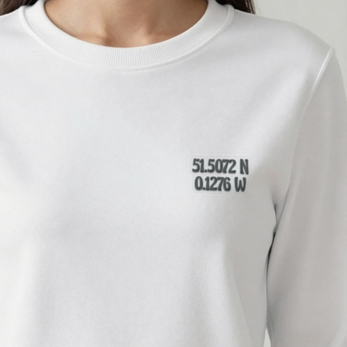 Coordinates Sweatshirt, adult sweatshirt in white, embroidered