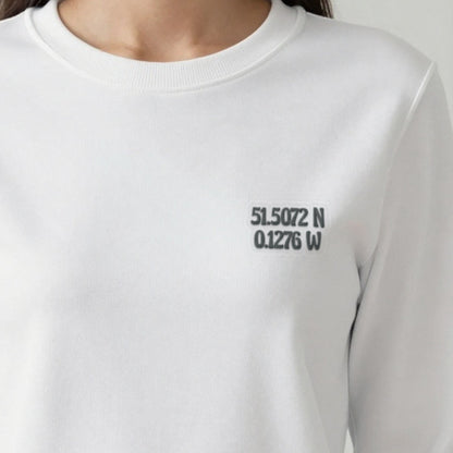 Coordinates Sweatshirt, adult sweatshirt in white, embroidered